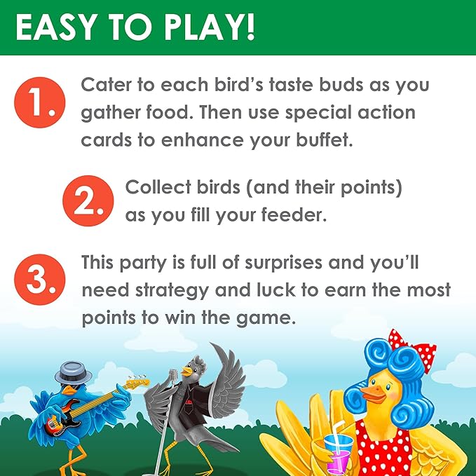 MindWare Bird Bash Family Board Game for 2-4 Players - Easy to Learn and Play in 40 Minutes - Earn Points with Action Cards - Fun Kid Board Games for Ages 8 and Up