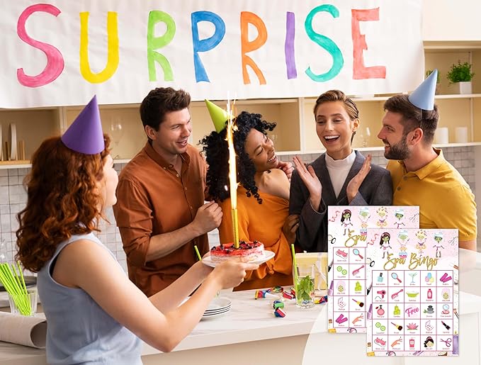 Spa Games Bingo Cards, Sleepover Theme Bingo Game, Beauty Game for Family Friends Large Multiplayer Group Activities, Slumber Party Birthday Favors Gifts -08