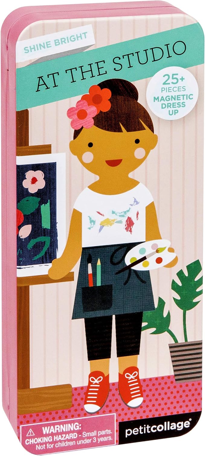 Petit Collage Shine Bright Studio Dress Up Game - Magnetic Board with Mix & Match Pieces, Ideal for Ages 3+, Includes 2 Scenes & 25 Creative Pieces