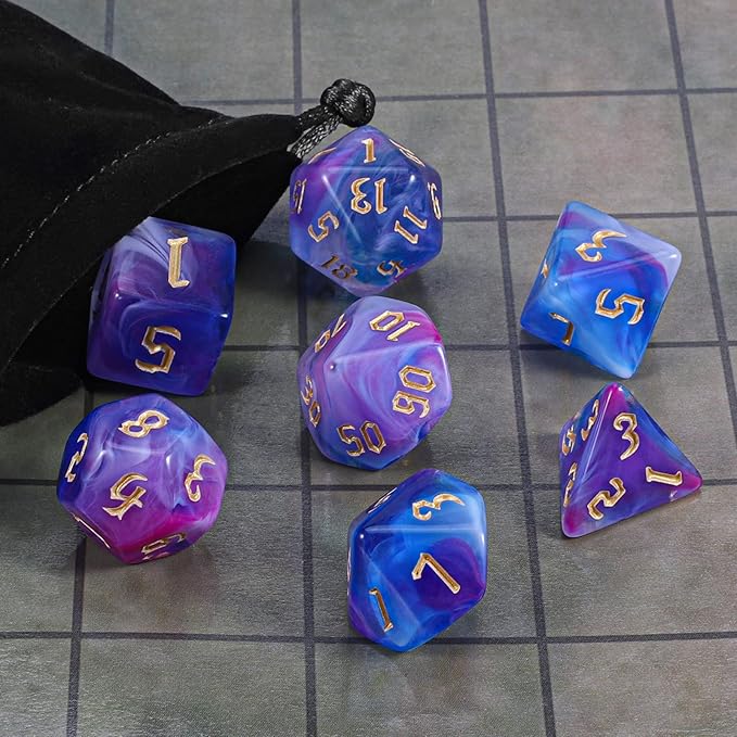 CiaraQ DND Polyhedral Dice Set with Dice Bag for Dungeons and Dragons RPG MTG Role Playing Table Games