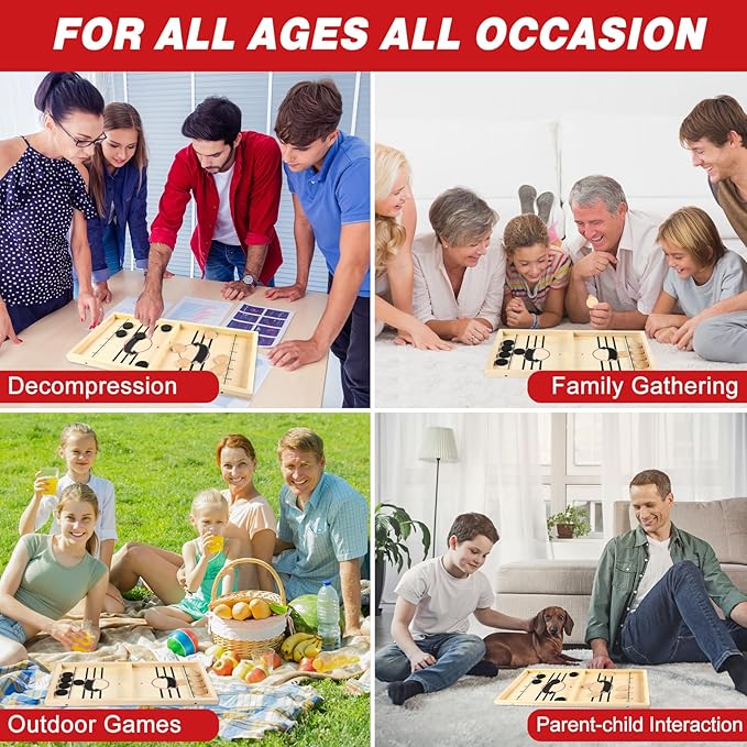 Fast Sling Puck Game, TMIYO Wooden Table Hockey Game for Kids or Adults, Super Foosball Slingshot Paced Winner Board Games Parent-Child Interaction Toy for Family Party, Medium