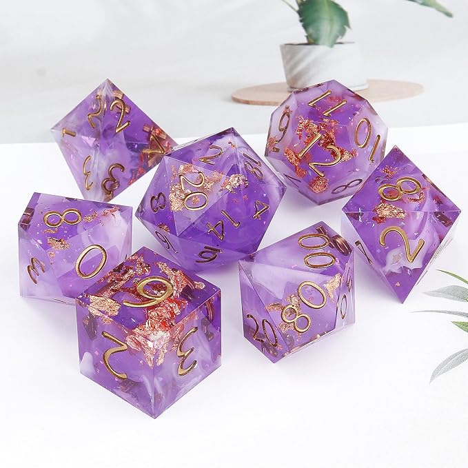 Haxtec DND Dice Set Sharp Edge Resin Dice Set with Dice Case, D and D Dice, Polyhedral D&D Dice Set for Dungeons and Dragons TTRPGs DND Gift