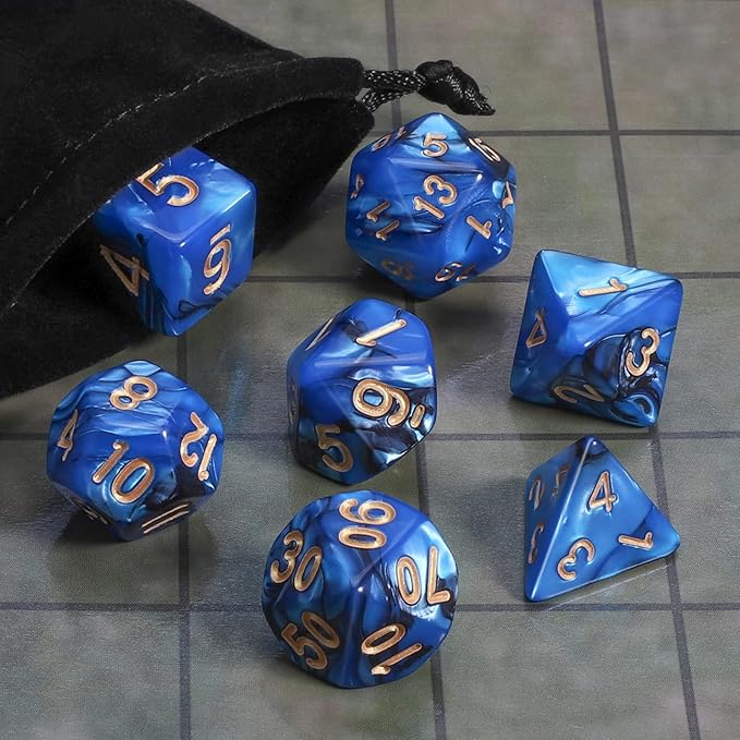 CiaraQ DND Polyhedral Dice Set with Dice Bag for Dungeons and Dragons RPG MTG Role Playing Table Games