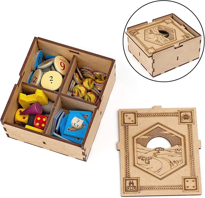 TowerRex Organizer Compatible with Catan Board Game and Cities and Knights, Seafarers Expansions, Storage Insert, Accessories Upgrade