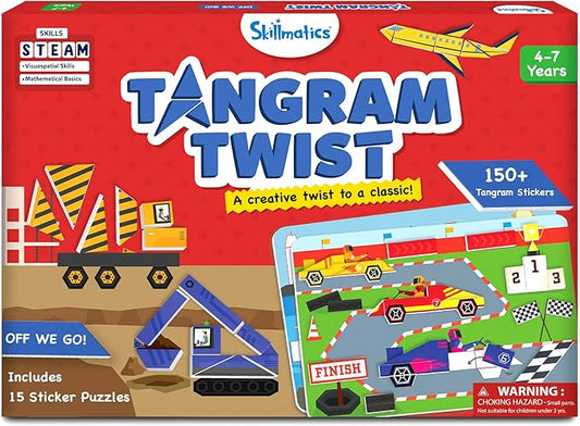 Skillmatics Tangram Sticker Puzzles - Educational Art & Craft Activity with 150+ Foam Tangram Stickers, Creative Toys & Games for Boys & Girls Ages 4, 5, 6, 7
