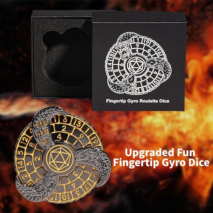 7-in-1 Fingertip Gyro Roulette DND Dice,Cool Spinning Games Fingertip Gyro, Metal Dice Set with Gift Box for Roleplaying Games Dungeons and Dragons RPG MTG Table Games