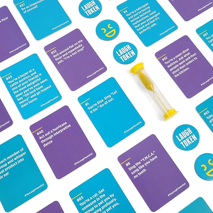 You Laugh You're Out A Party Game with Hilarious Charades Family Card Games for Adults & Kids, 125 Prompt Cards Fun Card Games for Family Game Nights, Graduation Gifts, Gatherings, & Parties Ages 14+