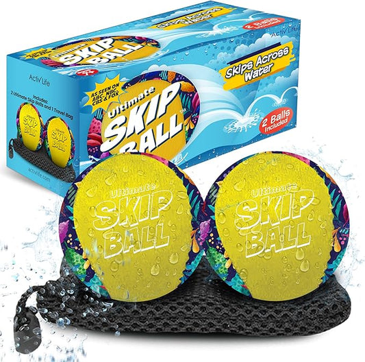 Activ Life The Ultimate Skip Ball – Water Bouncing Ball (2 Pack) Create Lasting Memories with Your Friends & Family at The Beach, Lake or Pool - Great for All Ages