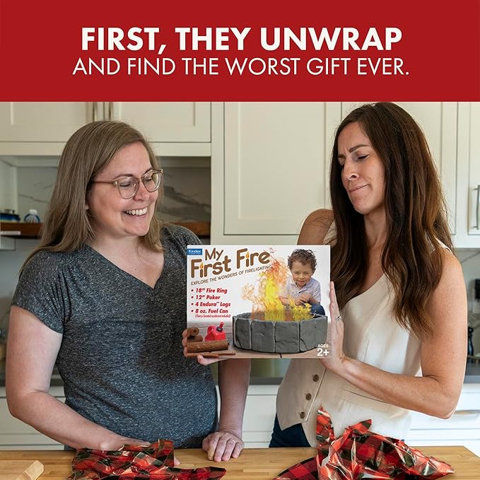 Prank-O My First Fire Prank Gift Box – Empty Box for Wrapping Real Presents – Hilarious Fake Packaging for Birthdays, Christmas, and Holidays – Fun Gag Gift Box for Men, Women, and Kids
