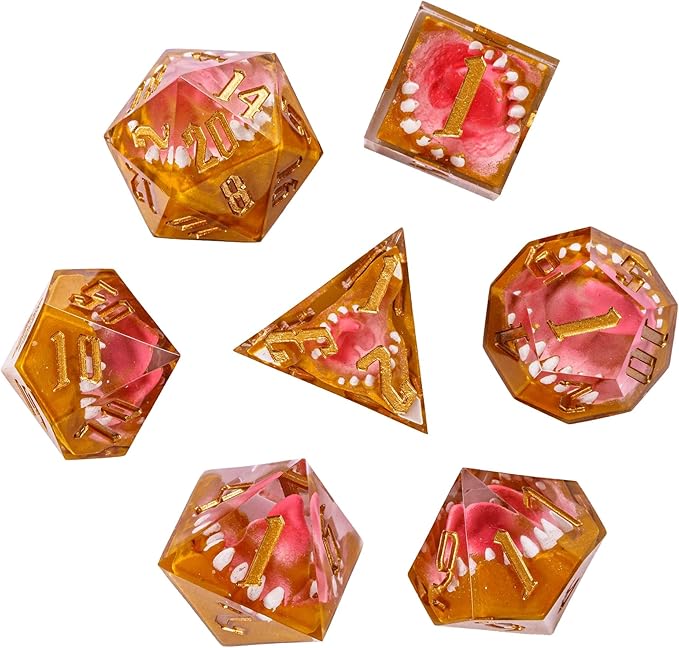 7PCS Tooth Monster Dice Set,Handmade Sharp Edge Dice Set D&D RPG Polyhedral Die,for Dungeons and Dragons TTRPG Games Roleplaying Games Pathfinder,with Gift Box