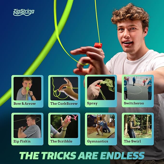 Original - As Seen on Shark Tank - Classic ZipString Rope Launcher Toy, Perfect for Kids & Adults - Fly a String Loop in The Air for Endless Tricks & Fun, Wonderment Awaits,Luscious Lime