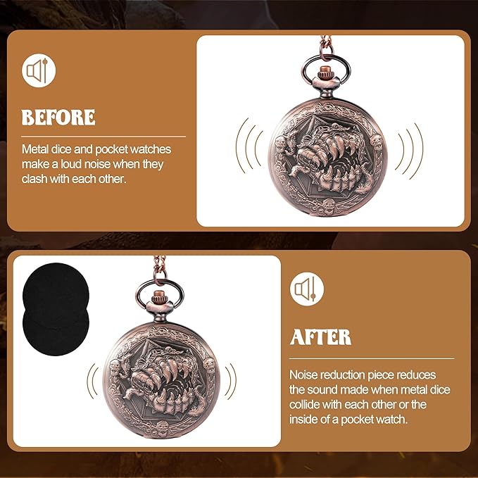 D&D Dice Set,7PCS Metal Dice for Dungeons and Dragons,Mini Dice Set with Pocket Watch Case,Role Playing Board Games Accessories (Monster, Copper)