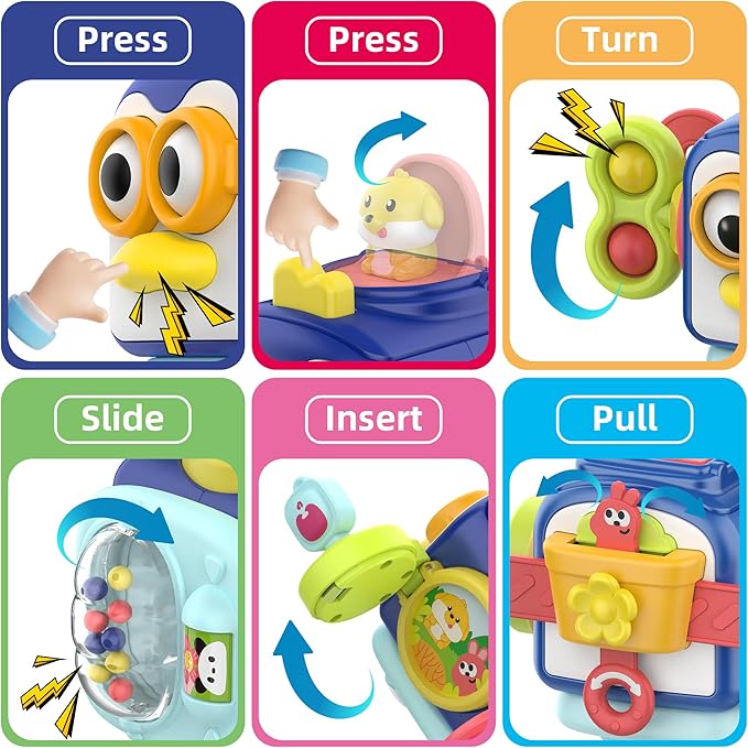 Activity Cube Montessori Toys, Activity Cube Toys for 1 Year Old Boy, Learning Toys for Toddlers 1-3, One Year Old Boy Birthday Gift, 1st Birthday Gifts, Travel Toys, Educational Toys
