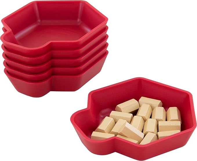 Feldherr Shell Expansion Pack - 6 Single-Colored Token Trays for Board Game Accessories, Tokens, meeples and Other Small Items, Color:Cherry Red