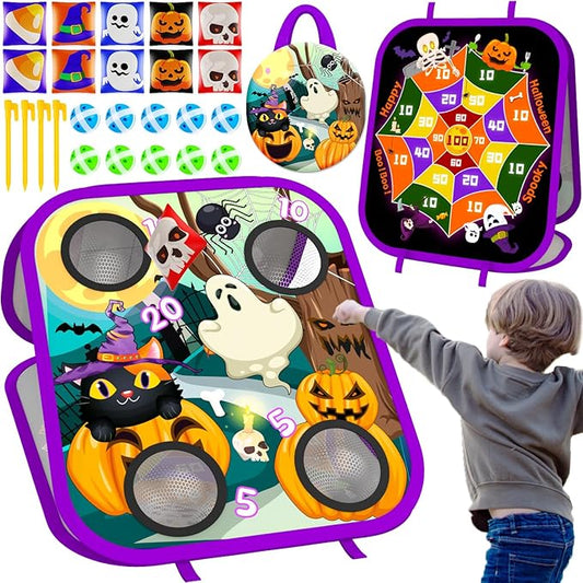 Bean Bag Toss Game - Double-Sided Foldable Cornhole Board Dart Game for Backyard, Beach, Toddler, Outdoor, Birthday, Outside Toys for Toddler Boys & Girls Age 3-8 (Halloween)