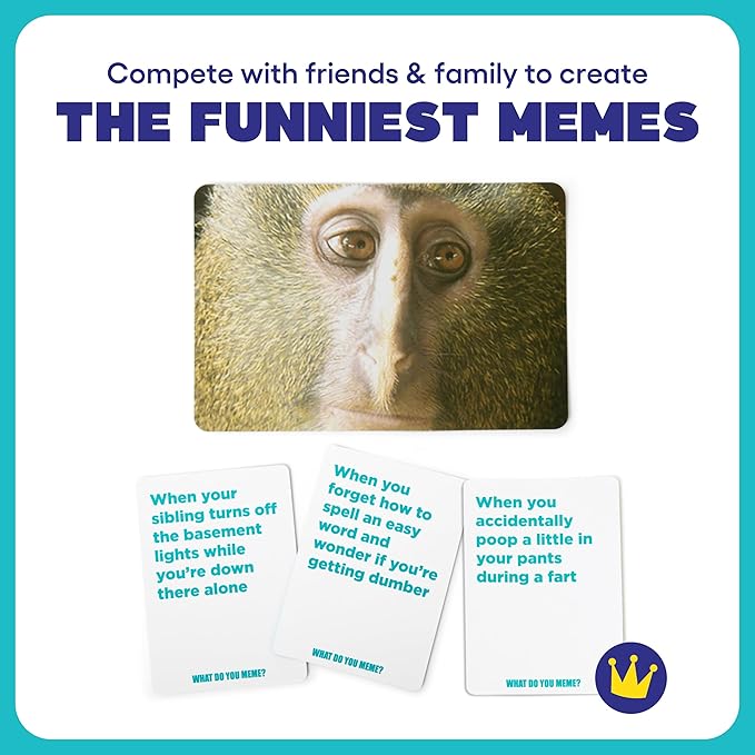 WHAT DO YOU MEME? Family Edition by Relatable – Kids Games 8+, Family Fun, TikTok Viral Game, Great Idea, Includes 300 Caption & 108 Photo Cards
