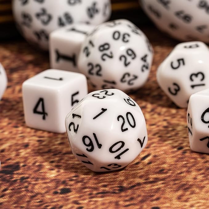 15 Pieces Complete Polyhedral DND Dice Set D3-D100 Spherical D&D Dice Set with Dragon Eye Dice Bag, D100 Dice for Dungeons and Dragons, RPG, MTG Table Games(White w/Black Numbers)