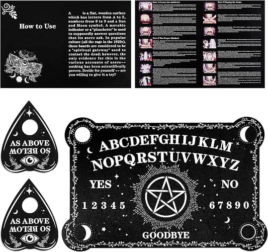 Pendulum Dowsing Divination Board Set Black Wooden Talking Board with Planchette Accessories for Teens Adults Birthday Party and Family Gatherings Games Supplies (Pentagram Style)