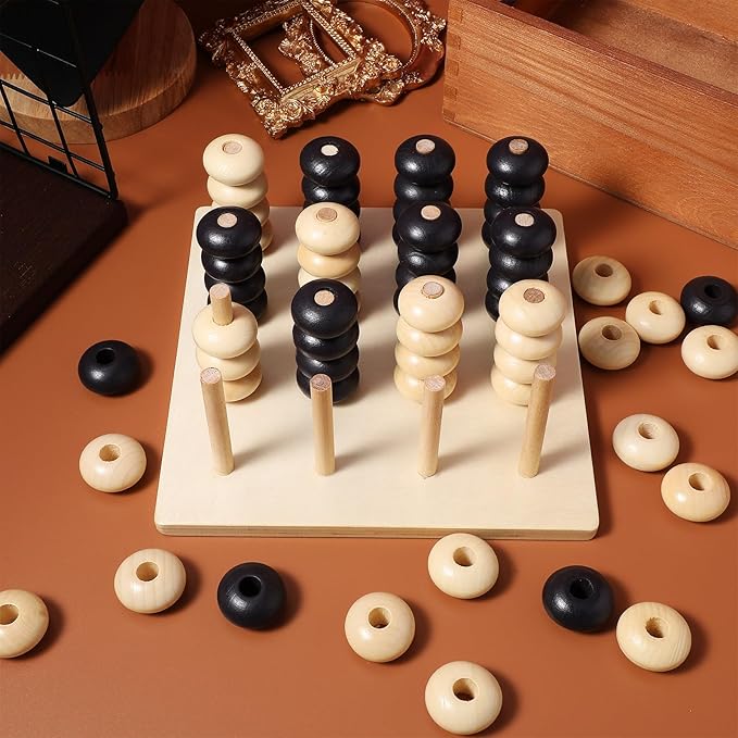 Wooden Board Game 1 Set Logical Training Toy Brain Teaser Toys 3D Four in a Row Game Table Games Brain Teaser Chess Puzzle for Desktop Aldult Parent-Child Wooden Backgammon