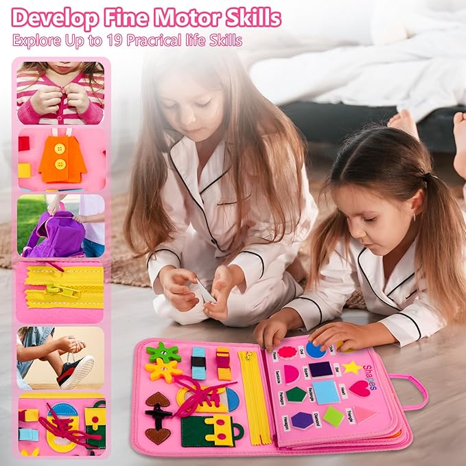 Busy Board Montessori Toys for 1-6 Year Old Toddler, Birthday Gift for Boys Girls, Busy Book for Plane Car Travel, Preschool Learning Activities Educational Toy for Learning Fine Motor Skills