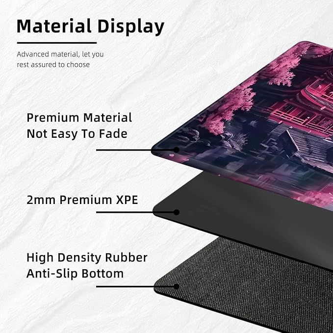 for MTG Playmat with Storage Bags, Card Playmat for TCG Card Playing Game,Rollable & Foldable for PTCG and Board Game Mat for Cards,Non-Slip Temple Cherry Tree Desk Mat for Home Office