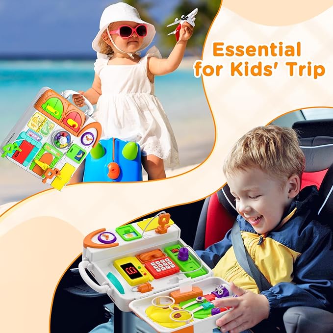 Montessori Busy Board for 1 Year Old Boy Toy, Birthday Gifts for 12-18 Month Old Boy Girl, Learning Toys for Toddlers 1-3, Toddler Gift for One Year Old Toy