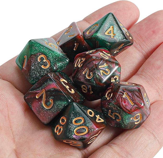 CiaraQ DND Polyhedral Dice Set with a Black Dice Bag for D&D RPG MTG Role Playing Table Games