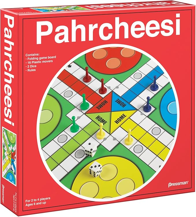 Pressman Toy Pahrcheesi in Box, Red, Pahrchessi