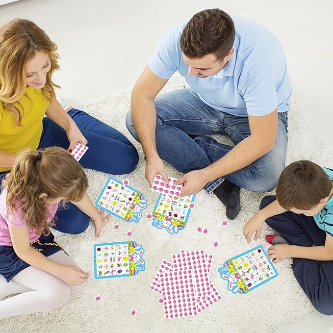 24 Players Easter Bingo Game Cards for Kids Easter Party Bingo Games Easter Classroom Games Family Activity Easter Party Favors