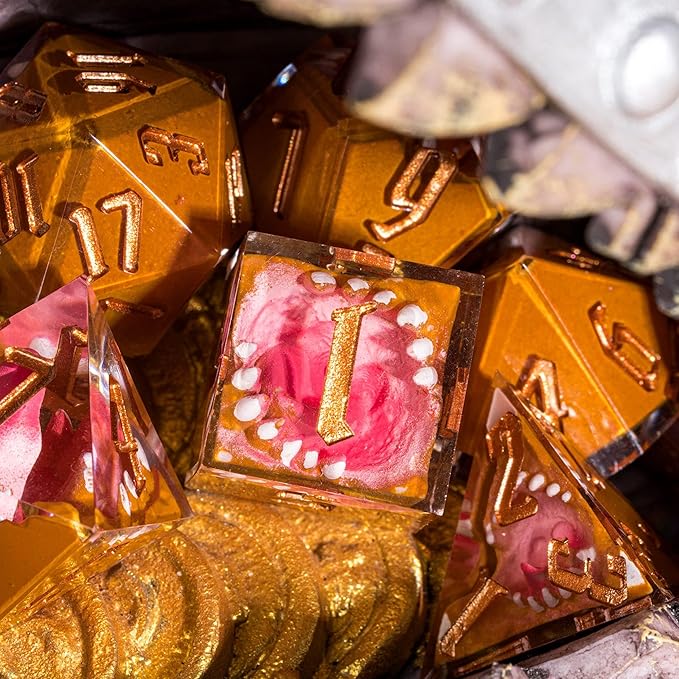 7PCS Tooth Monster Dice Set,Handmade Sharp Edge Dice Set D&D RPG Polyhedral Die,for Dungeons and Dragons TTRPG Games Roleplaying Games Pathfinder,with Gift Box