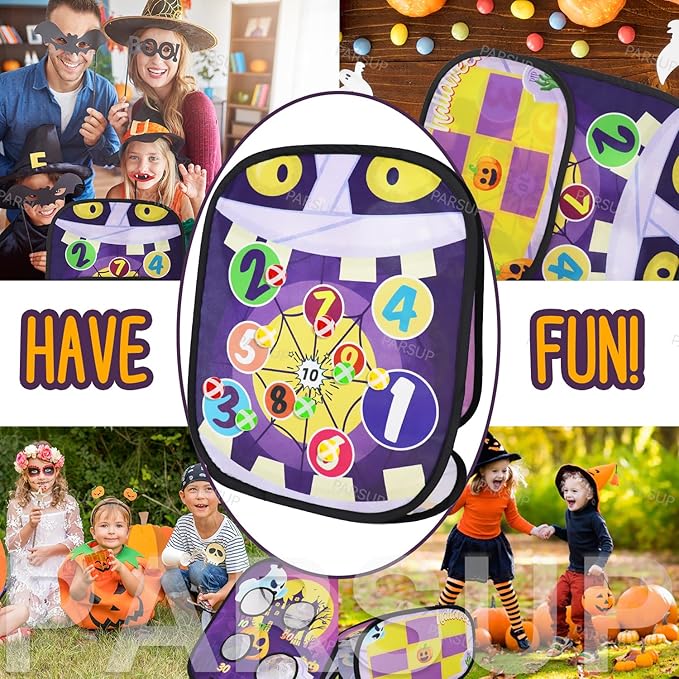 Bean Bag Toss Games - Halloween Party Games Outdoor with Ghost Pumpkin Castle Pattern and Scores