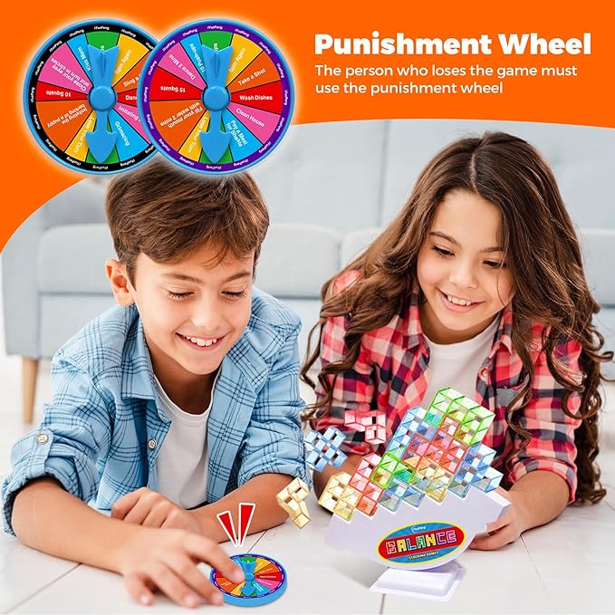 iYuePeng 36 Pcs Tetra Balance Tower Stacking Games Team Building Translucent Blocks Board Game for Kids & Adult, Drop The Pile of Tower STEM Toys for 2 Players, Family, Parties, Travel