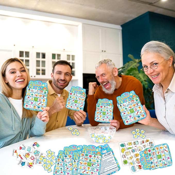 Back to School Bingo Games for Family Kids Party Games Gifts 24 Players School Bingo Cards Set First Day of Classroom Activities