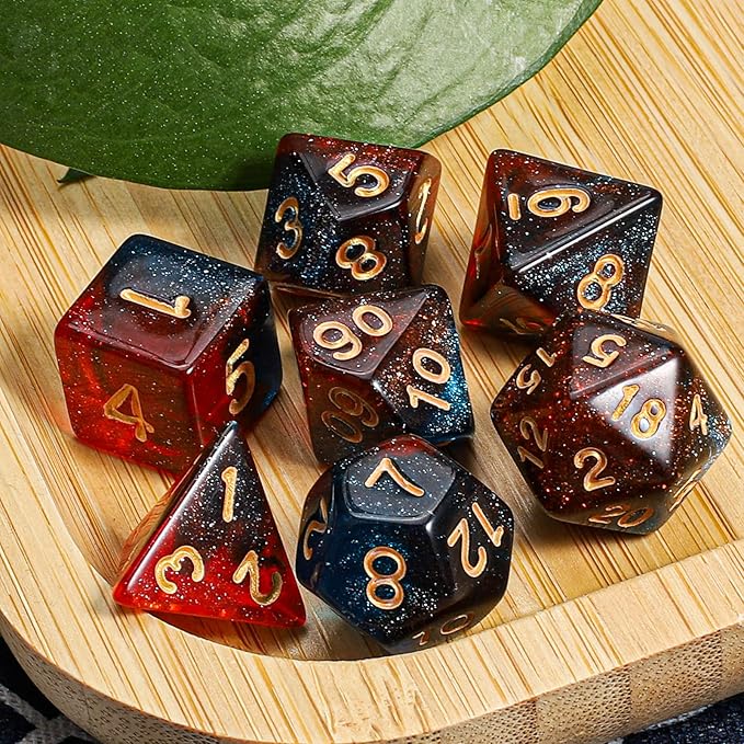 CiaraQ DND Polyhedral Dice Set with a Black Dice Bag for D&D RPG MTG Role Playing Table Games