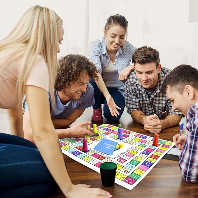 Funny Party Drinking Games, Leather Mat Land Drinking Board Game for Adults, More Than 101 Unique Spaces for Calling Out Friends, Hilarious Adult Party Games for Game Night