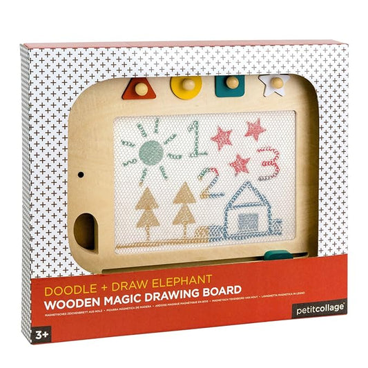 Petit Collage Elephant Magic Sketch Board Doodle + Draw – Reusable Sketching Toy for Kids – Creative Toys for Ages 3+ – Ideal Travel Activity for Toddlers and Children