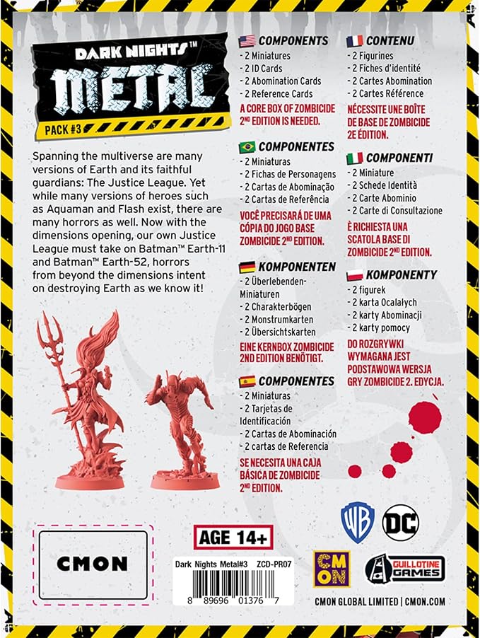 Zombicide Dark Night Metal Pack #3 - Confront Interdimensional Horrors with The Justice League! Cooperative Strategy Board Game, Ages 14+, 1-6 Players, 60 Minute Playtime, Made by CMON