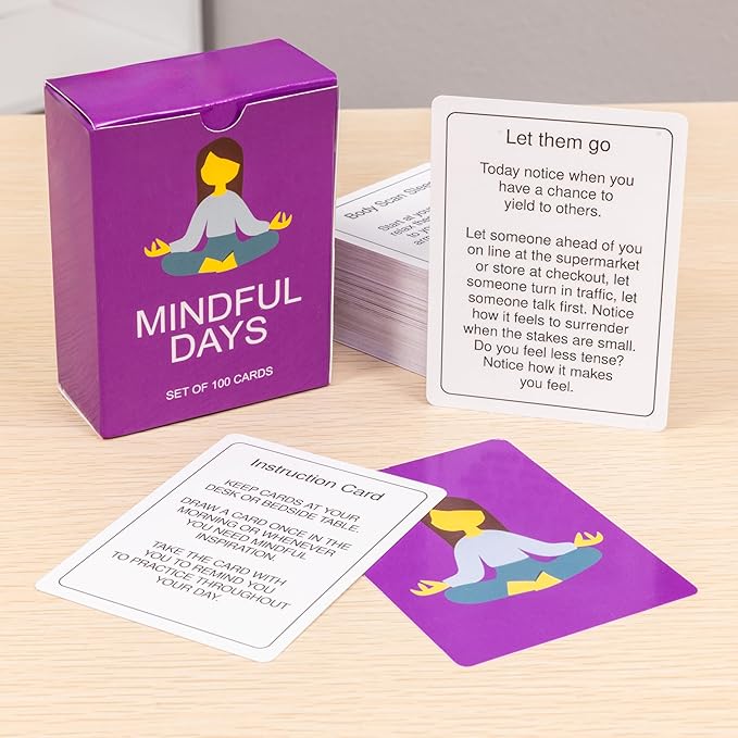 Mindful Days - Daily Mindful Activity Cards for All Ages | Inspirational Cards Promote Well Being and Self Care | Easy to Read for Daily Use at Home, at Work, or On The Go.