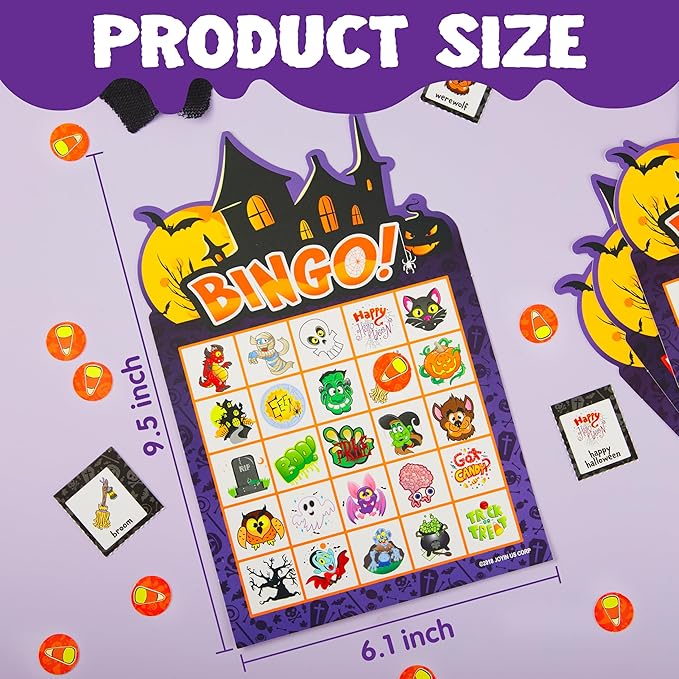 JOYIN 32 Players Halloween Bingo Game, Kids Bingo Cards Set for Large Group School Classroom Family Activities, Halloween Party Games, Halloween Party Supplies Card Game