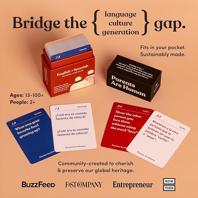 Parents Are Human Bilingual Conversation Cards, English + Spanish