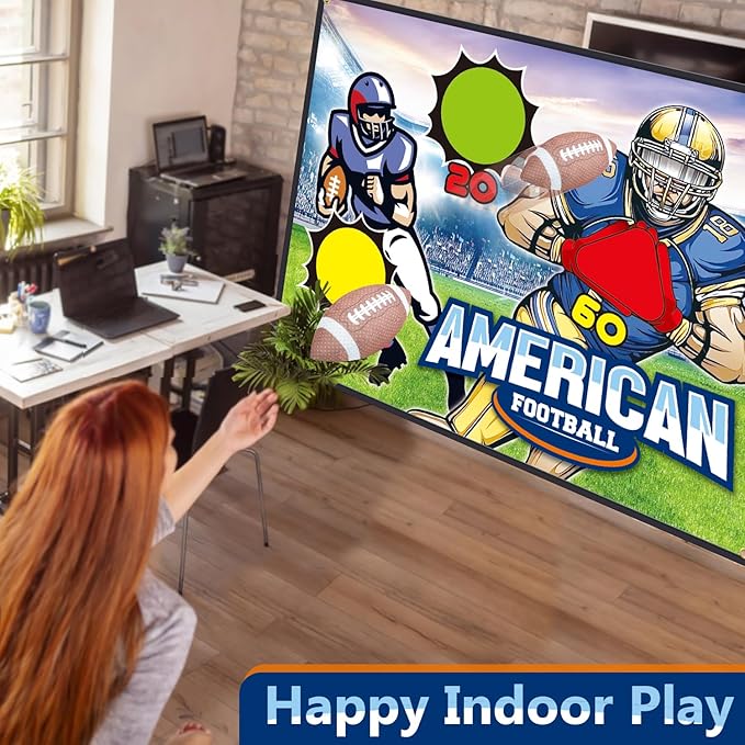 Football Toss Games Set - Backyard/Outdoor/Indoor Mini Throwing Target Toy with Sticky Goal for Football - Birthday Gift Toys for Kids
