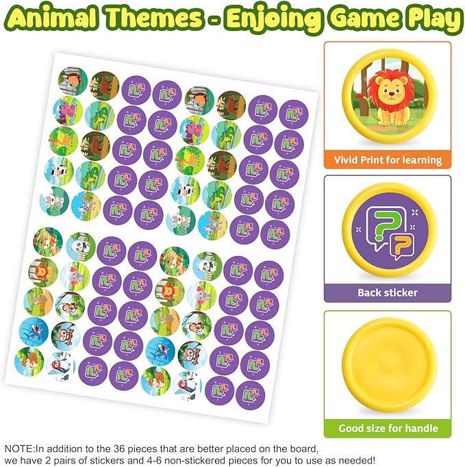 Memory Matching Board Game for Kids: 36 PCS Animal Matching Chess for Kids Games 18 Pairs Memory Cards for Toddlers - Preschool Educational Learning Activities for Boys Girls Family Board Game