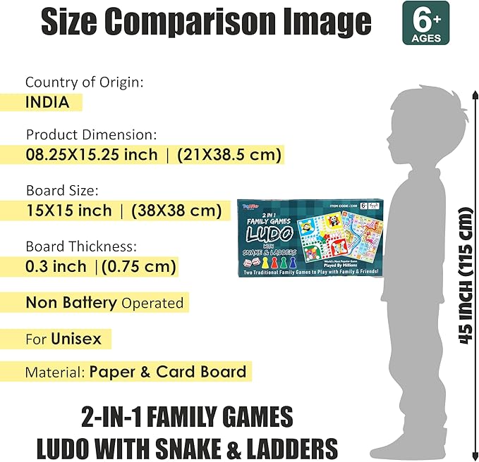 Ankit Toys & Games Ludo and Snake & Ladders Board Game Set for 6+ Years Kids & Adults | Indoor Board Game | Travel Strategy Game (Ludo Supreme)