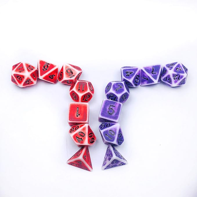 DND Dice Set 2 x 7 (14 PCS) Polyhedral Red Retro Distressed Dice for Dungeons and Dragons(D and D) RPG MTG Roleplaying Tabletop Dice Complete D4 D6 D8 D10 D12 D20