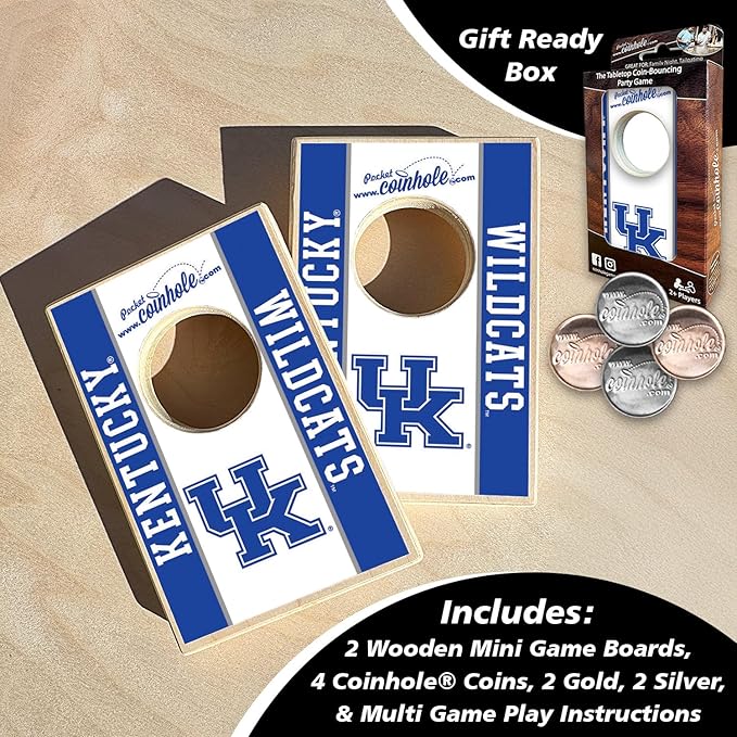 Tabletop Cornhole Game Set | Officially Licensed College Mini Football Cornhole Board Game | Includes Coins