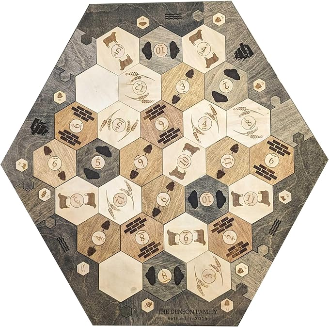 Personalized Wood Settler Game Board with Expansion Pack - 2-6 Players | Includes: Main Board and Expansion Pack