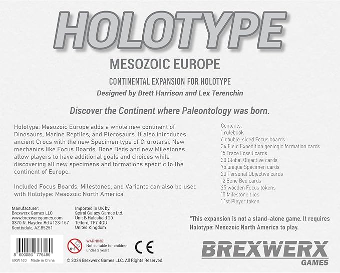 Holotype - Mesozoic Europe Expansion - Paleontology Strategy Board Game, New Continent & Content, Ages 14+, 2-5 Players, 60 Min