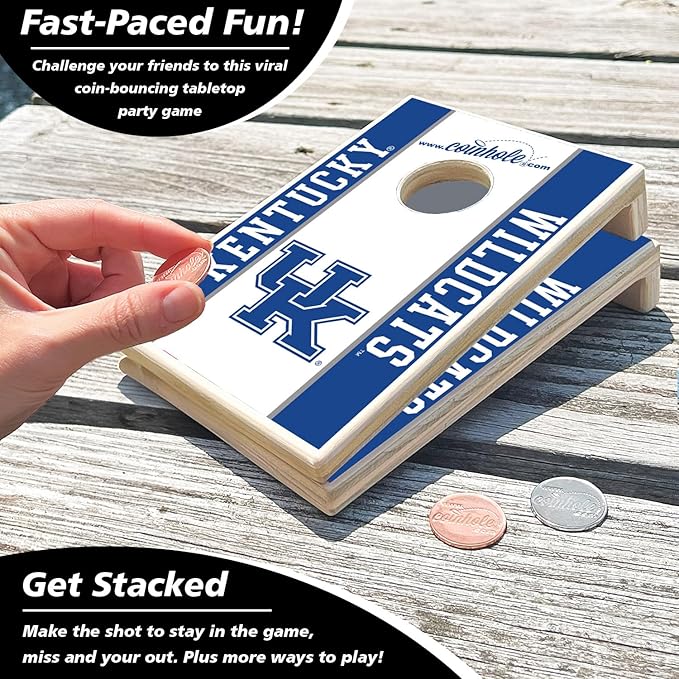Tabletop Cornhole Game Set | Officially Licensed College Mini Football Cornhole Board Game | Includes Coins