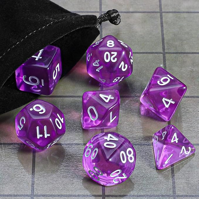 CiaraQ DND Polyhedral Dice Set with a Black Dice Bag for D&D RPG MTG Role Playing Table Games