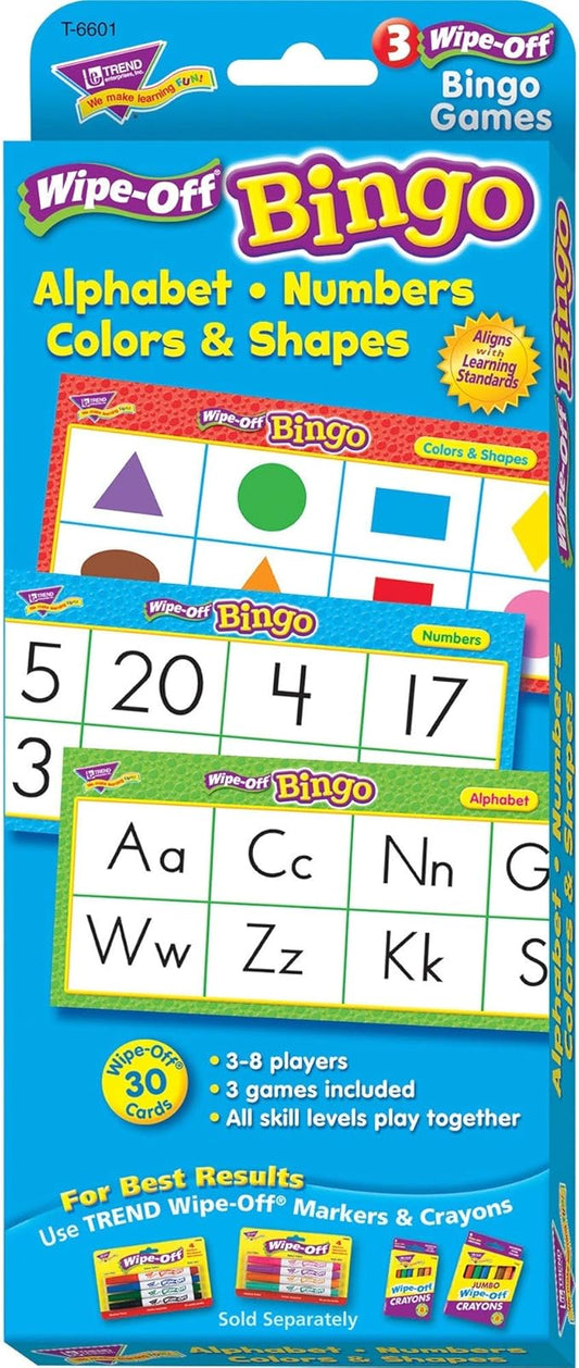 Alphabet, Numbers, Colors & Shapes Wipe-Off Bingo Game Enterprises, Inc.